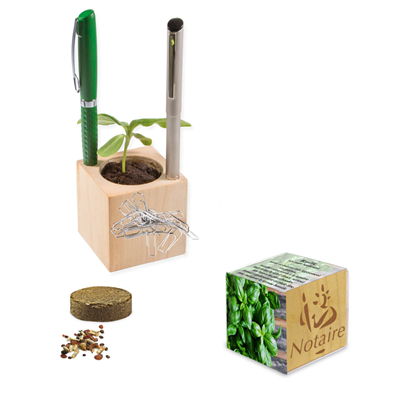Cube bois porte-crayons