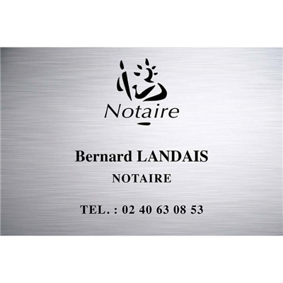 Plaque en aluminium argent, gravure noire