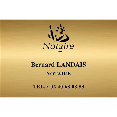 Plaque en aluminium or, gravure noire